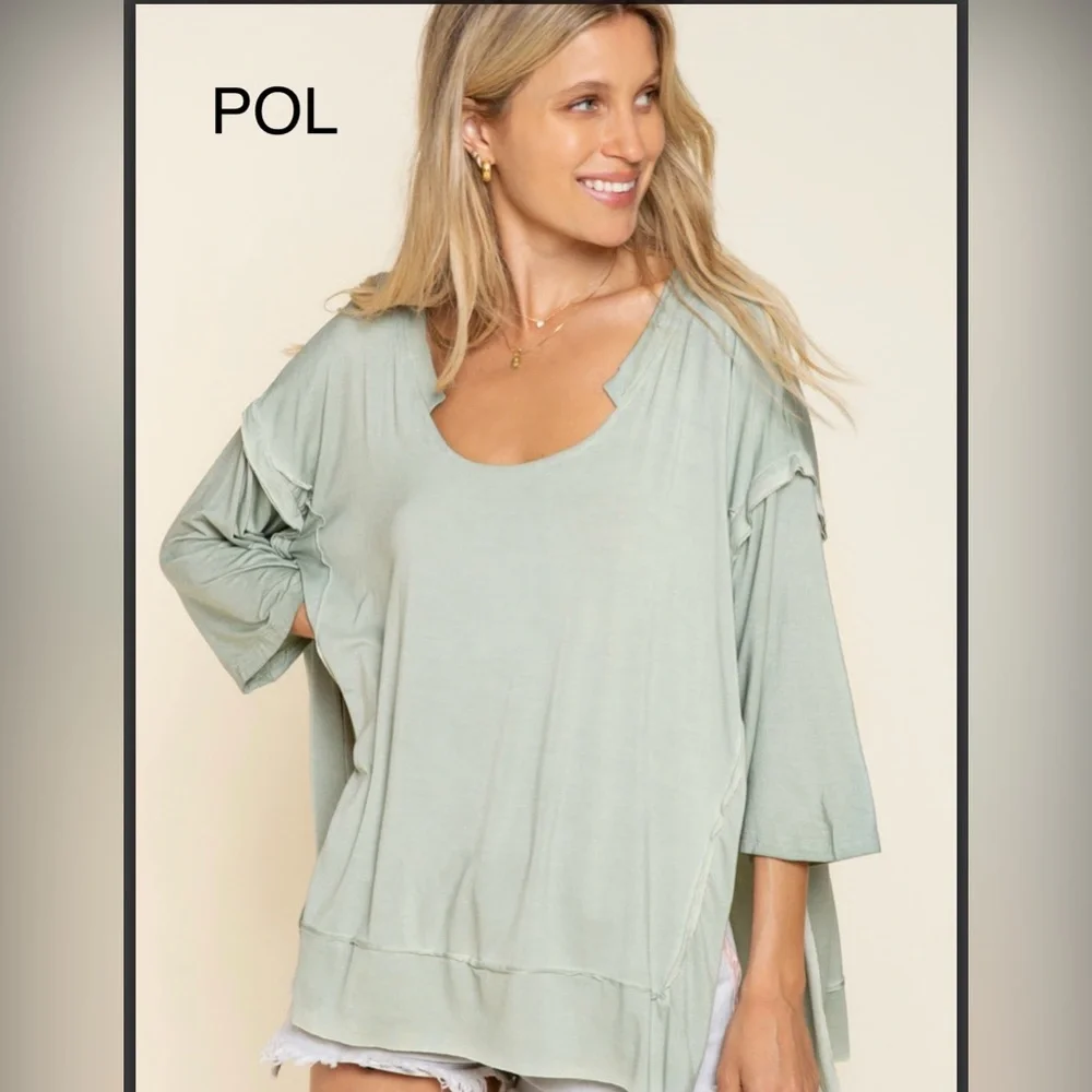BP215-9💚NEW! POL perfect in Mint Asymmetrical Tunic designed2stun on casual days - Picture 7 of 11